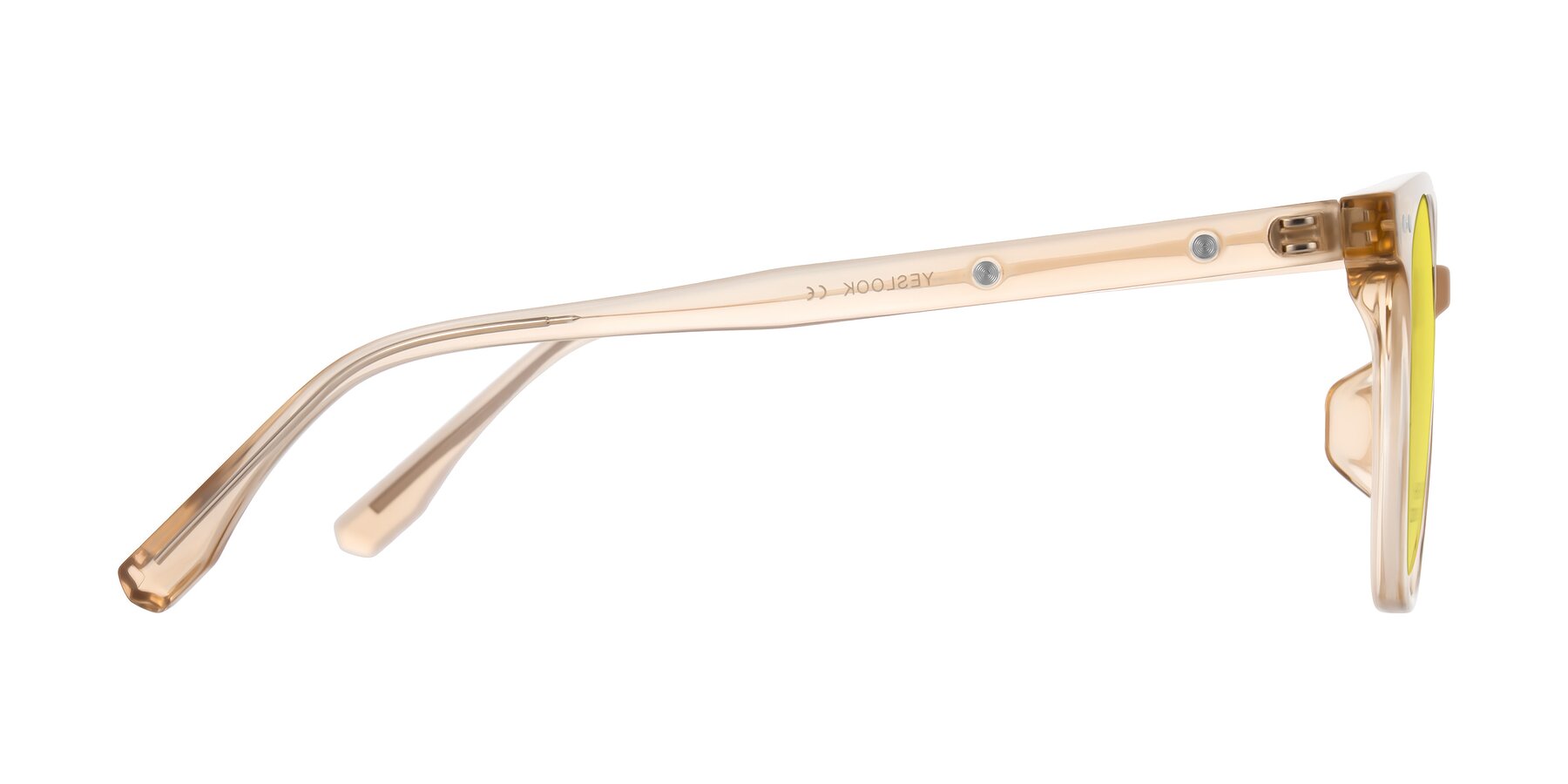 Side of Lozzuri in Transparent Champagne with Medium Yellow Tinted Lenses