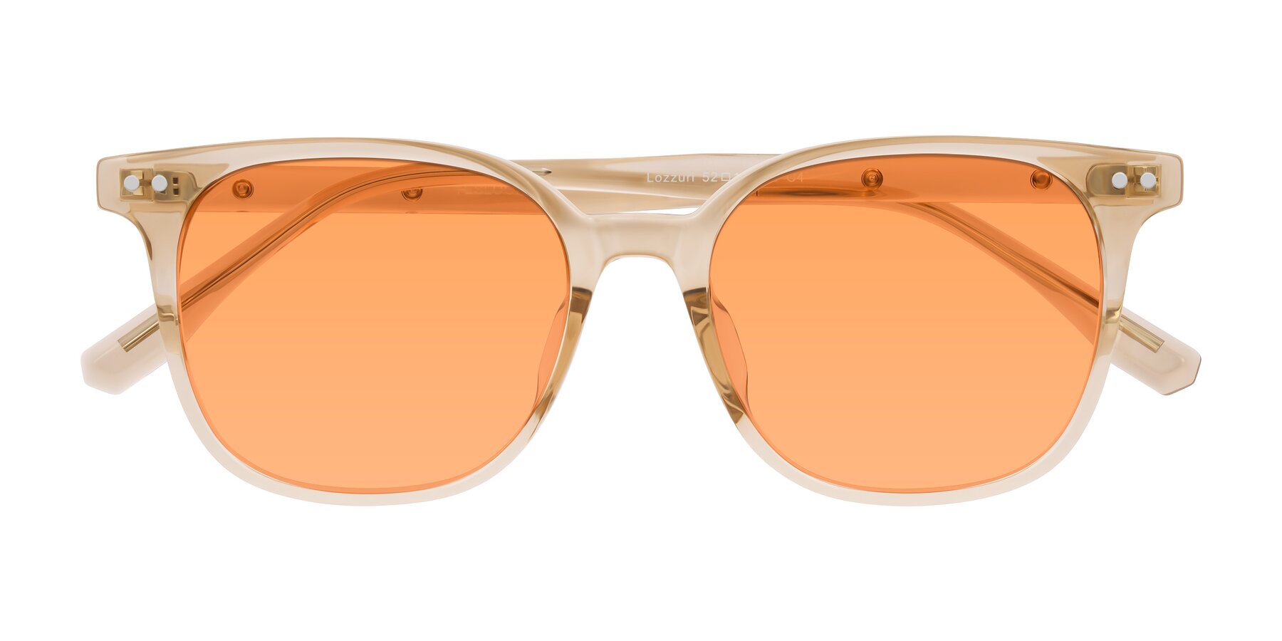 Folded Front of Lozzuri in Transparent Champagne with Medium Orange Tinted Lenses