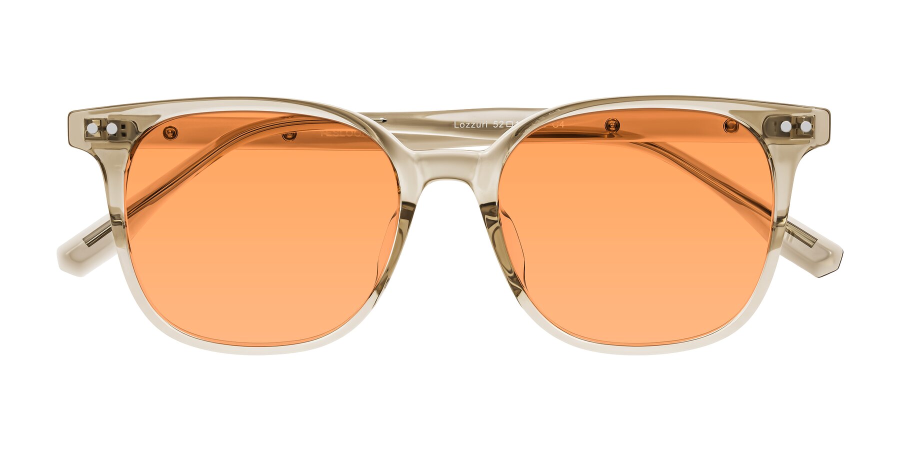 Folded Front of Lozzuri in Transparent Champagne with Medium Orange Tinted Lenses