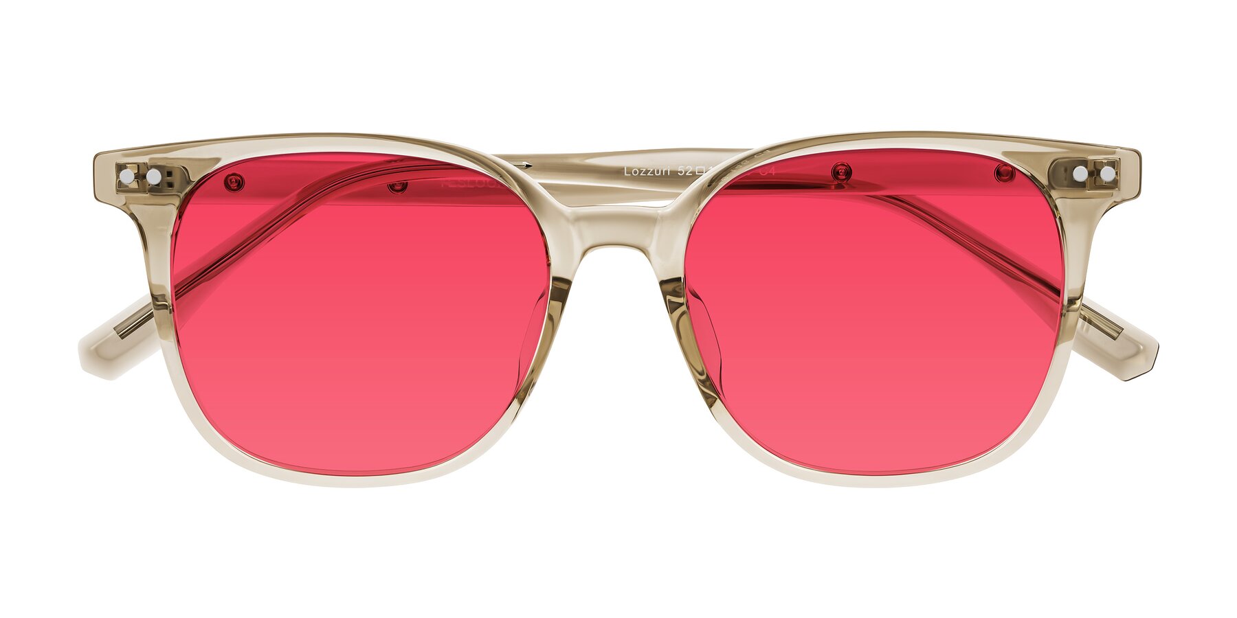 Folded Front of Lozzuri in Transparent Champagne with Red Tinted Lenses