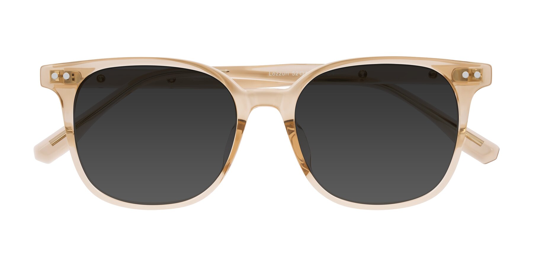 Folded Front of Lozzuri in Transparent Champagne with Gray Tinted Lenses