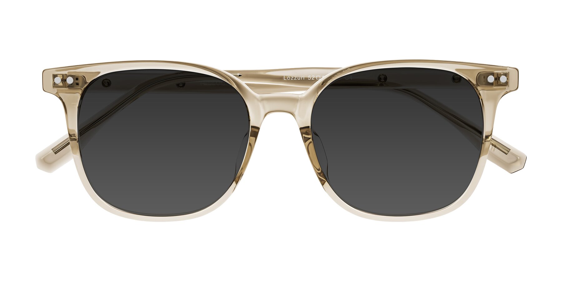 Folded Front of Lozzuri in Transparent Champagne with Gray Tinted Lenses