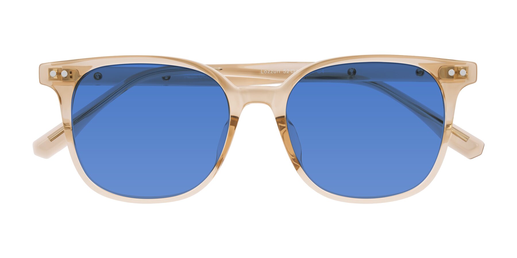 Folded Front of Lozzuri in Transparent Champagne with Blue Tinted Lenses