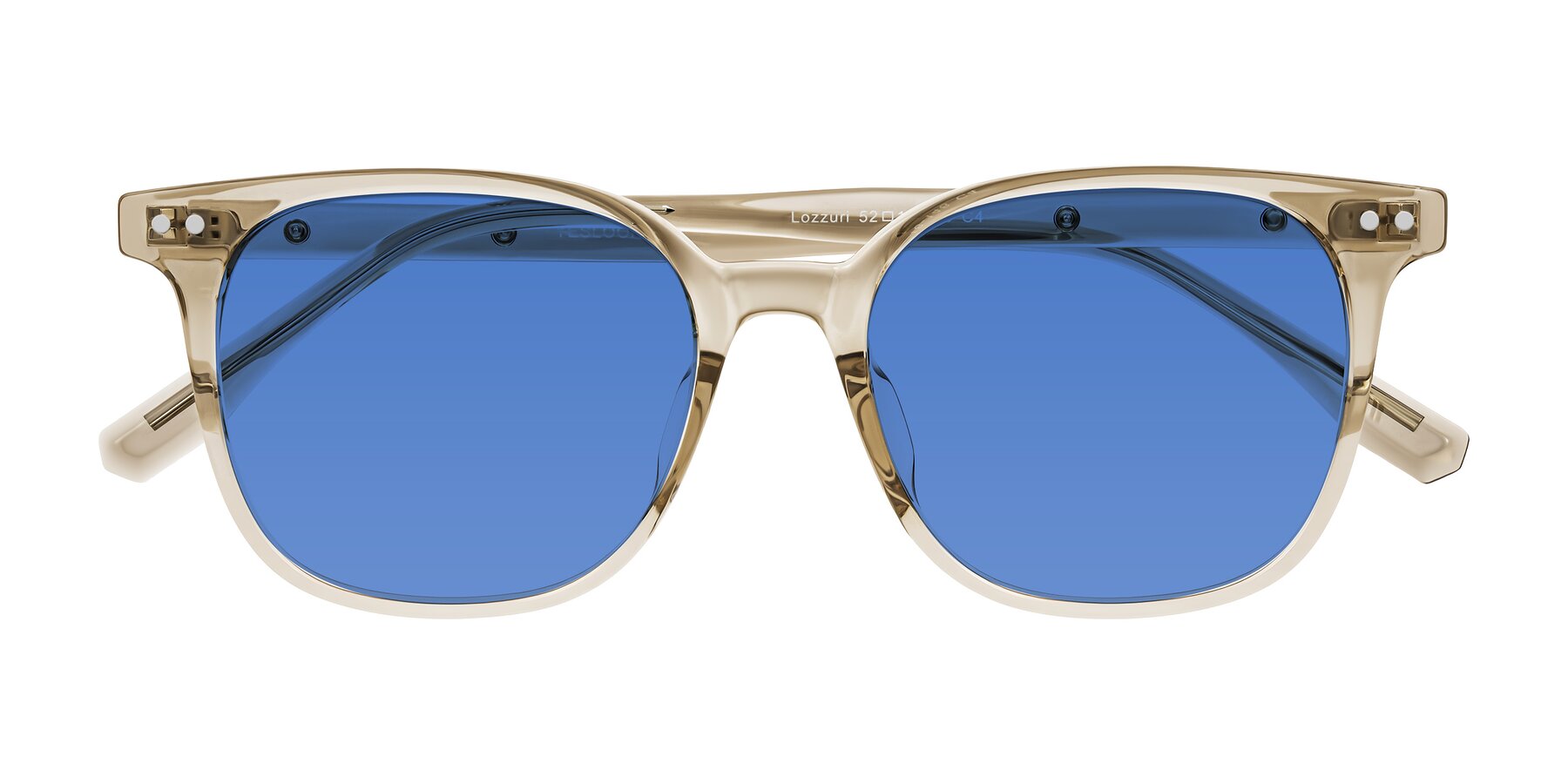 Folded Front of Lozzuri in Transparent Champagne with Blue Tinted Lenses