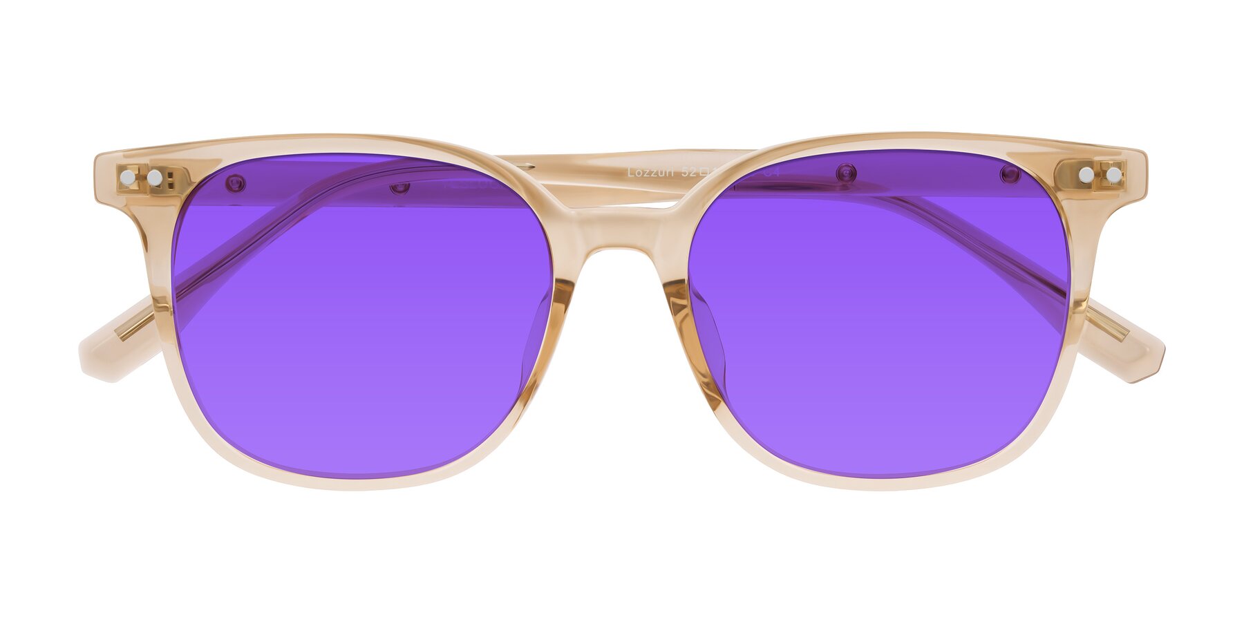 Folded Front of Lozzuri in Transparent Champagne with Purple Tinted Lenses