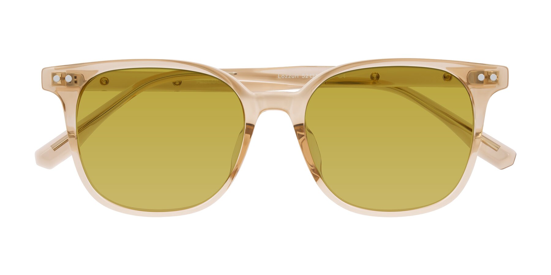 Folded Front of Lozzuri in Transparent Champagne with Champagne Tinted Lenses