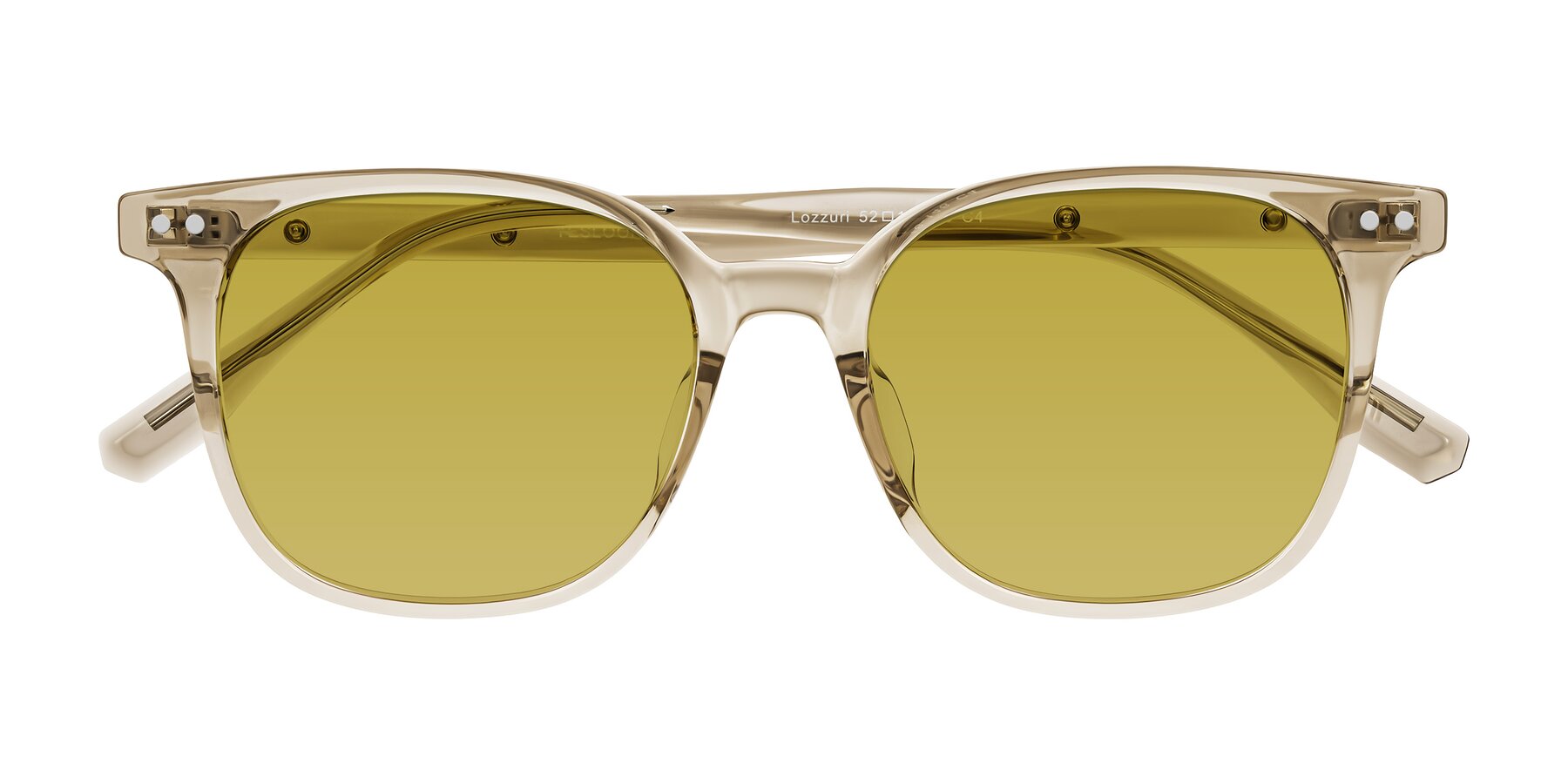 Folded Front of Lozzuri in Transparent Champagne with Champagne Tinted Lenses