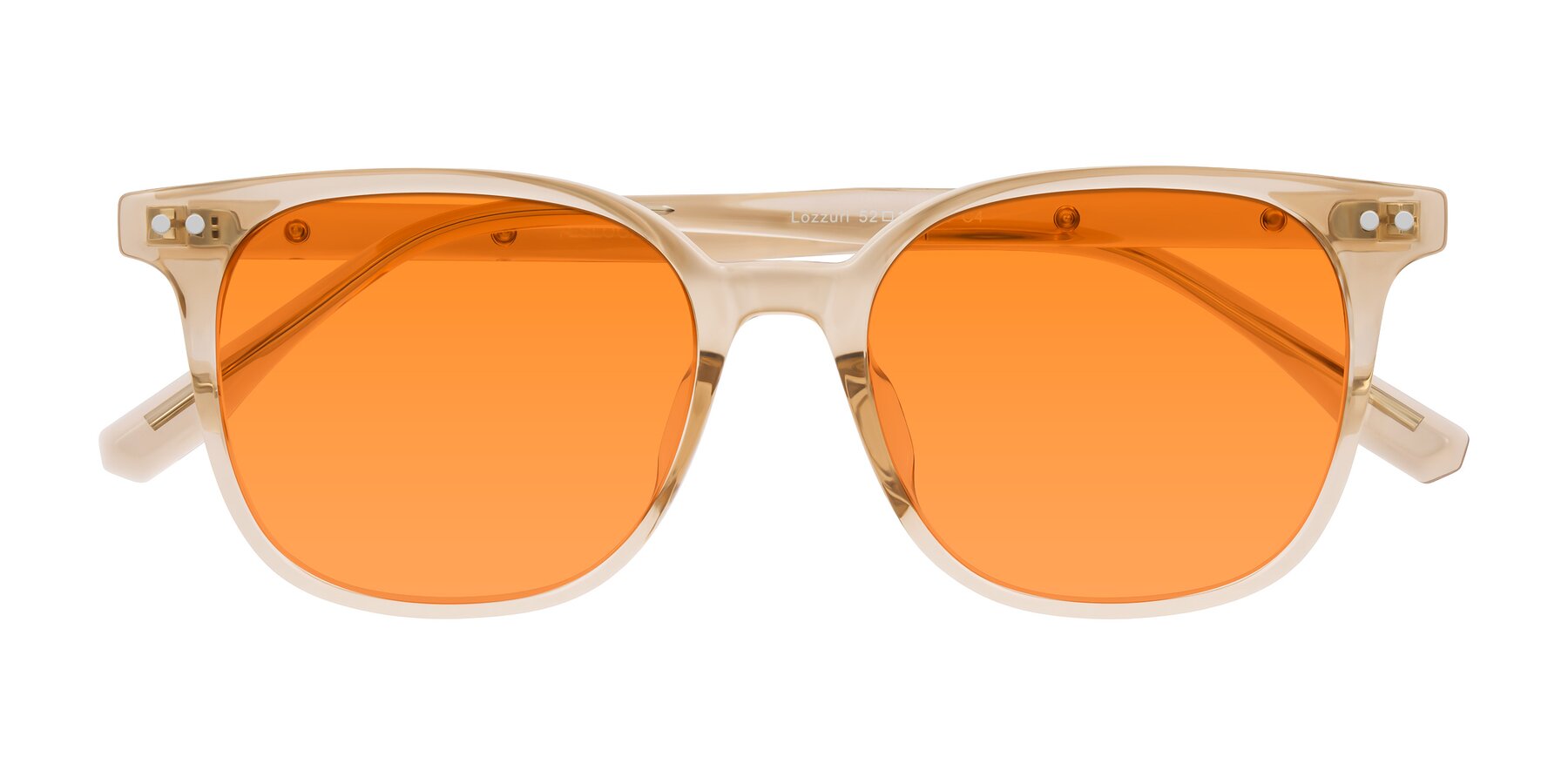 Folded Front of Lozzuri in Transparent Champagne with Orange Tinted Lenses