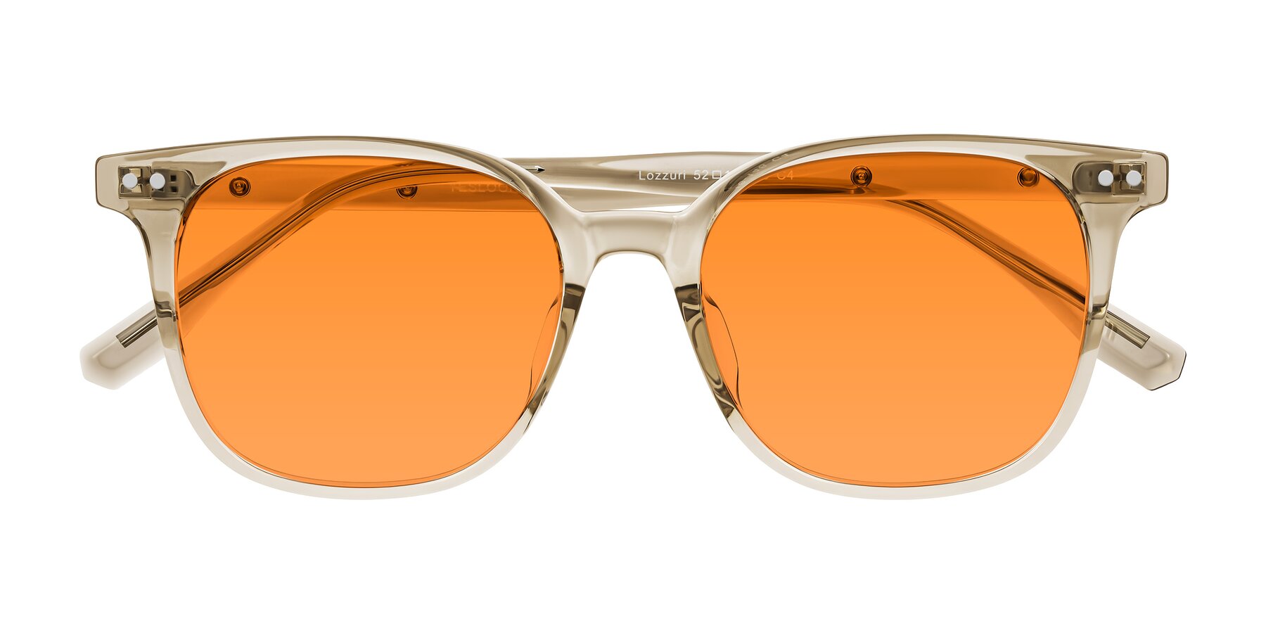 Folded Front of Lozzuri in Transparent Champagne with Orange Tinted Lenses