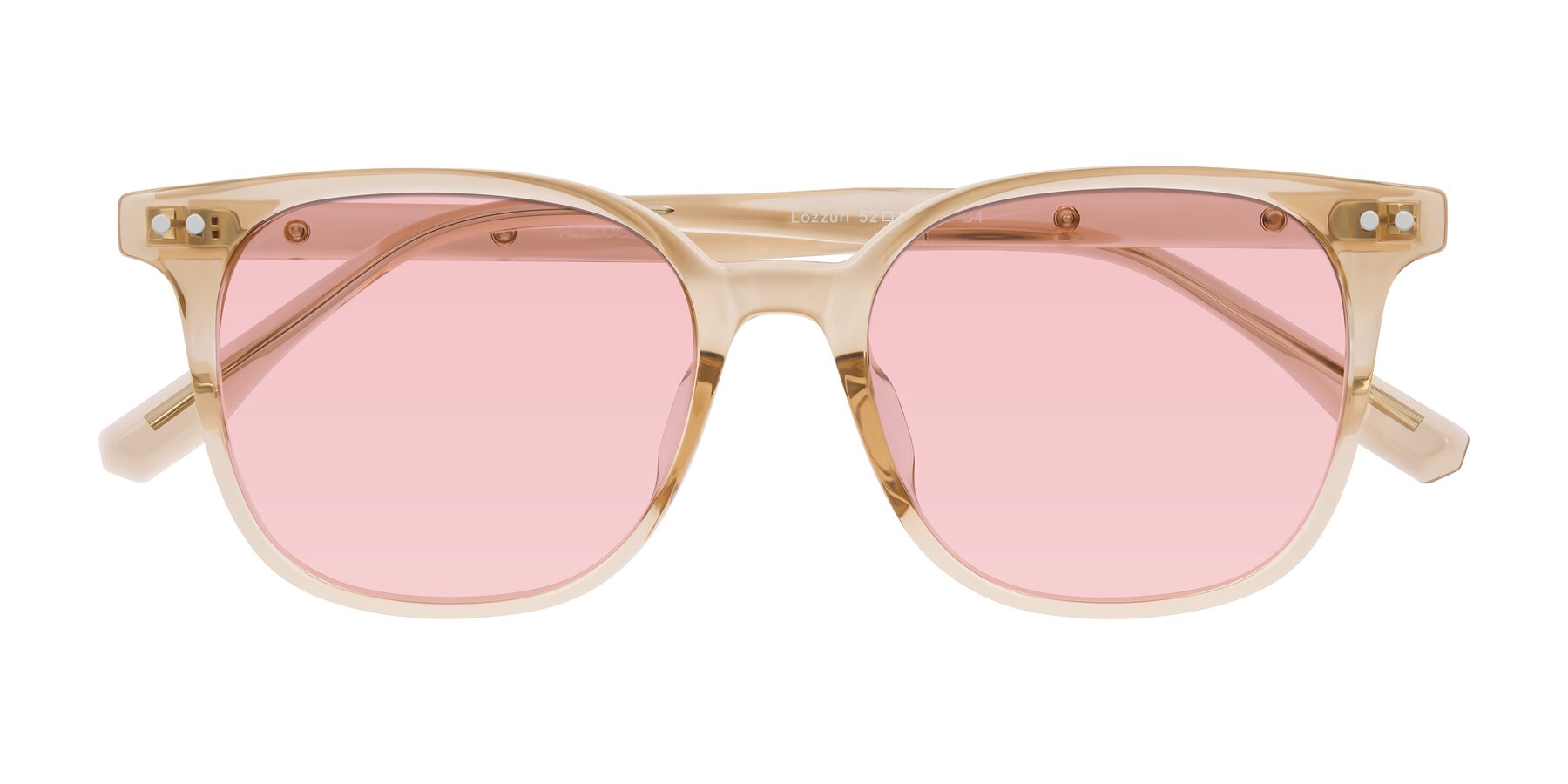 Folded Front of Lozzuri in Transparent Champagne with Light Garnet Tinted Lenses
