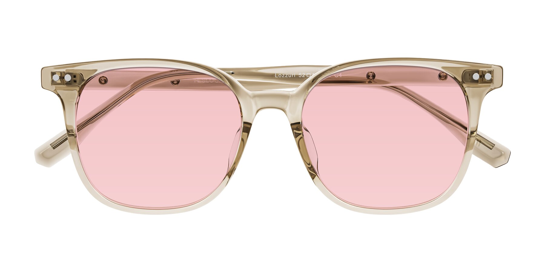 Folded Front of Lozzuri in Transparent Champagne with Light Garnet Tinted Lenses