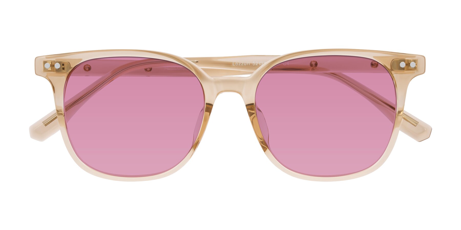 Folded Front of Lozzuri in Transparent Champagne with Medium Wine Tinted Lenses