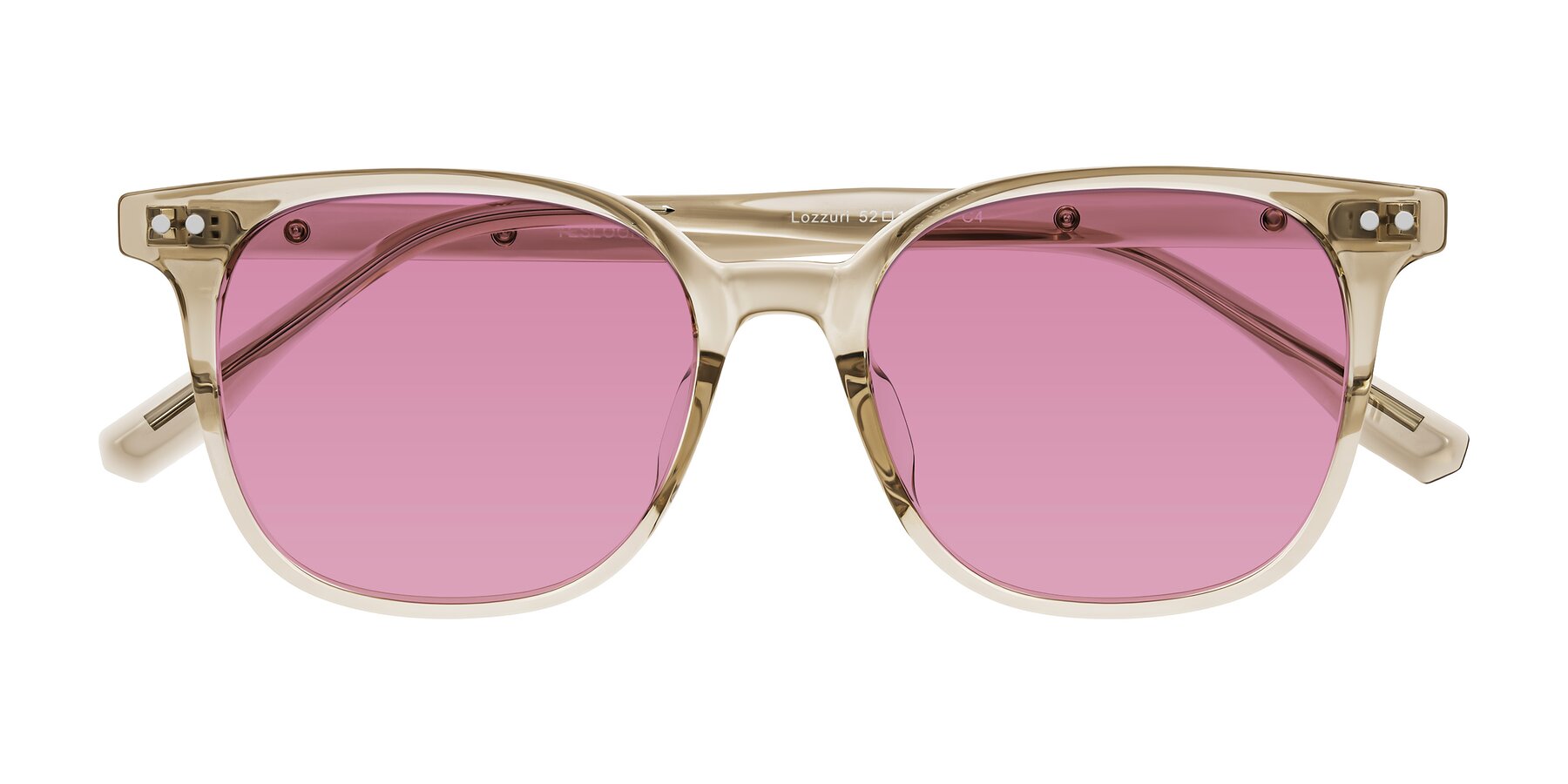 Folded Front of Lozzuri in Transparent Champagne with Medium Wine Tinted Lenses