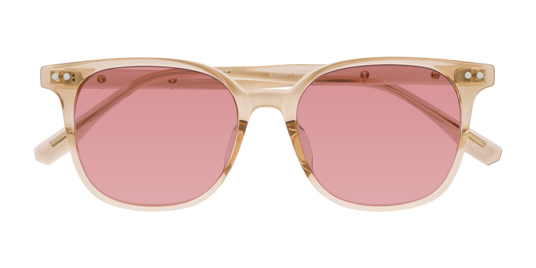 Folded Front of Lozzuri in Transparent Champagne with Medium Garnet Tinted Lenses