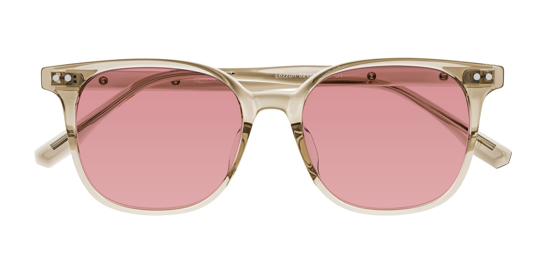 Folded Front of Lozzuri in Transparent Champagne with Medium Garnet Tinted Lenses
