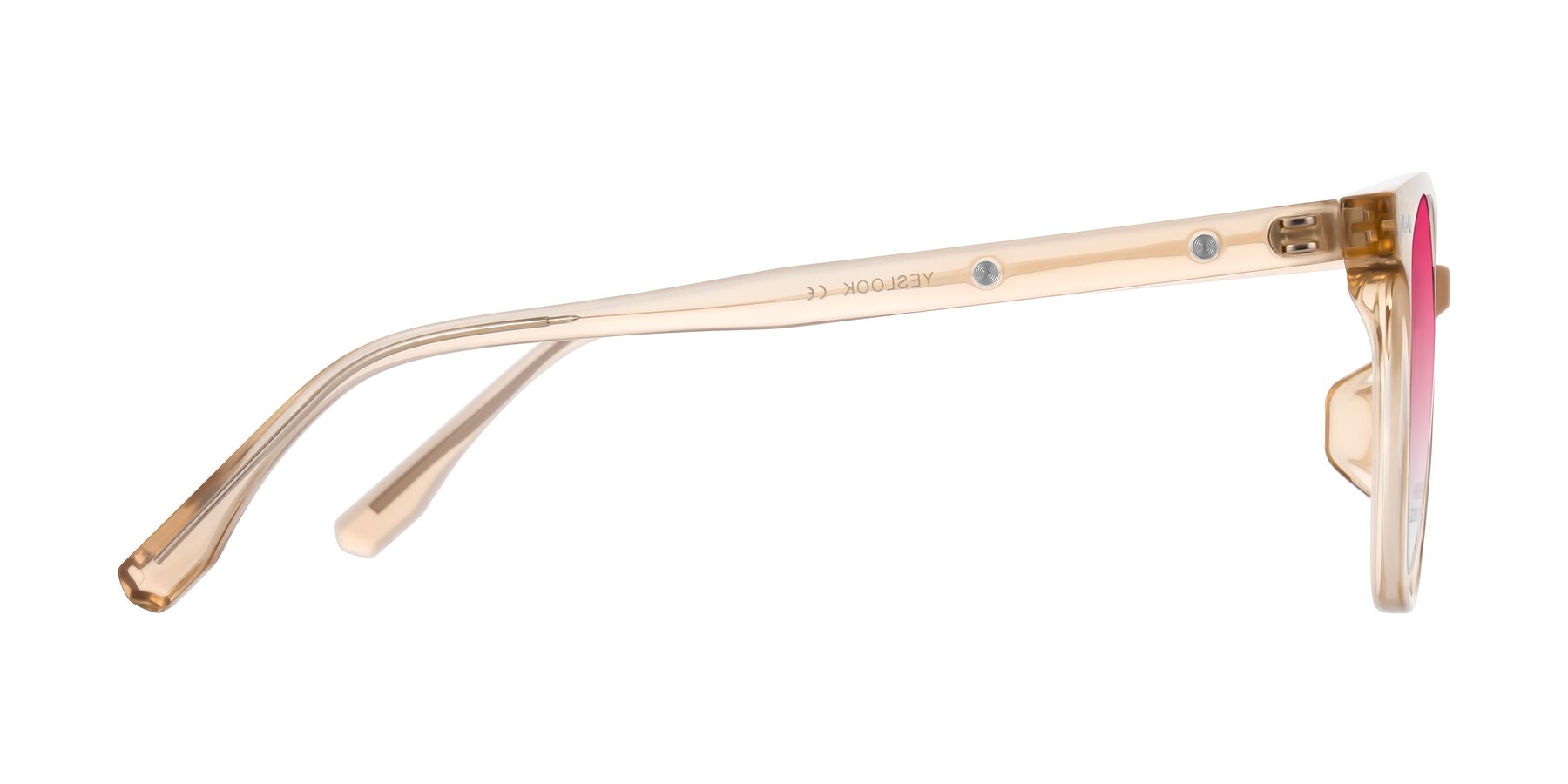 Side of Lozzuri in Transparent Champagne with Pink Gradient Lenses