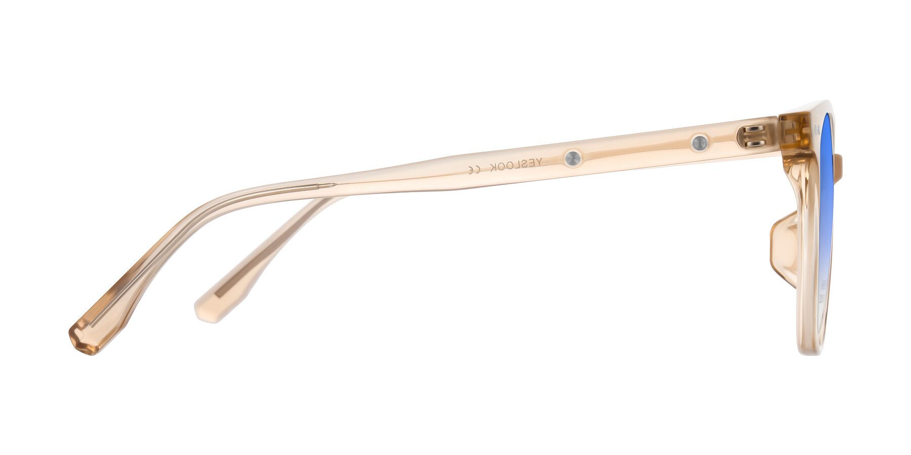 Side of Lozzuri in Transparent Champagne with Blue Gradient Lenses