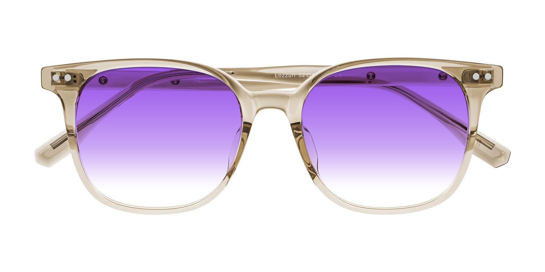 Folded Front of Lozzuri in Transparent Champagne with Purple Gradient Lenses