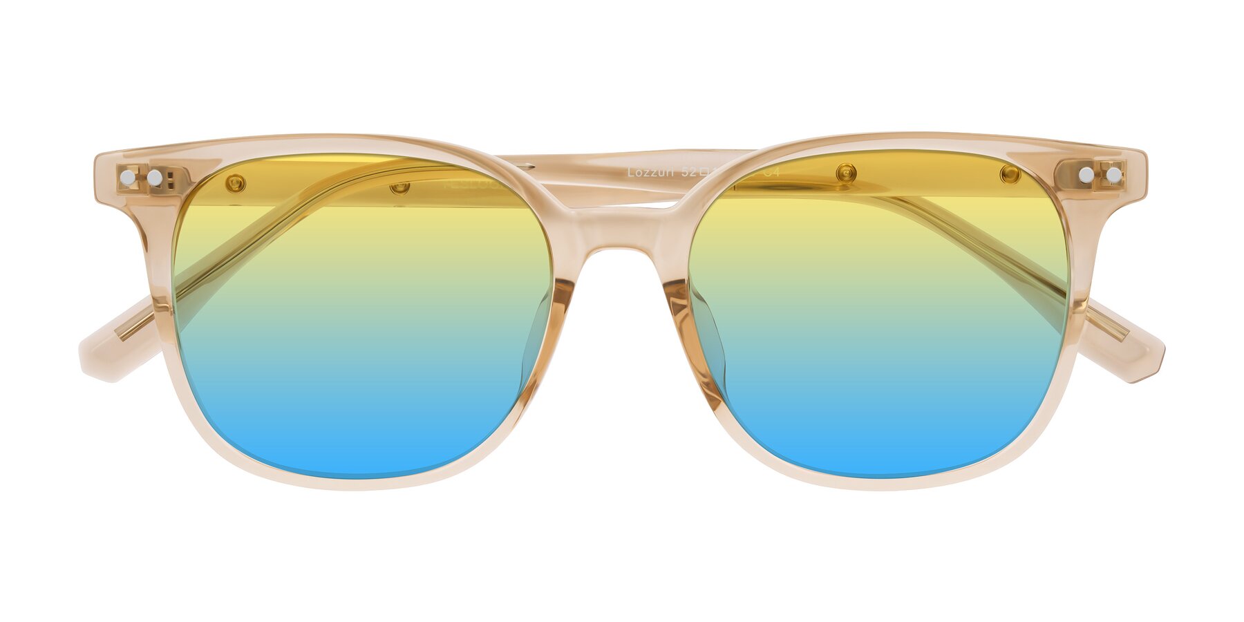 Folded Front of Lozzuri in Transparent Champagne with Yellow / Blue Gradient Lenses
