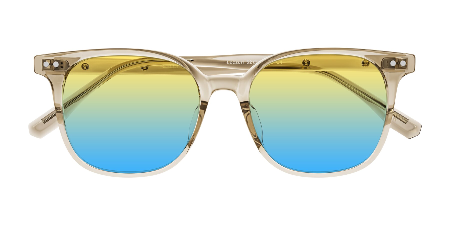 Folded Front of Lozzuri in Transparent Champagne with Yellow / Blue Gradient Lenses