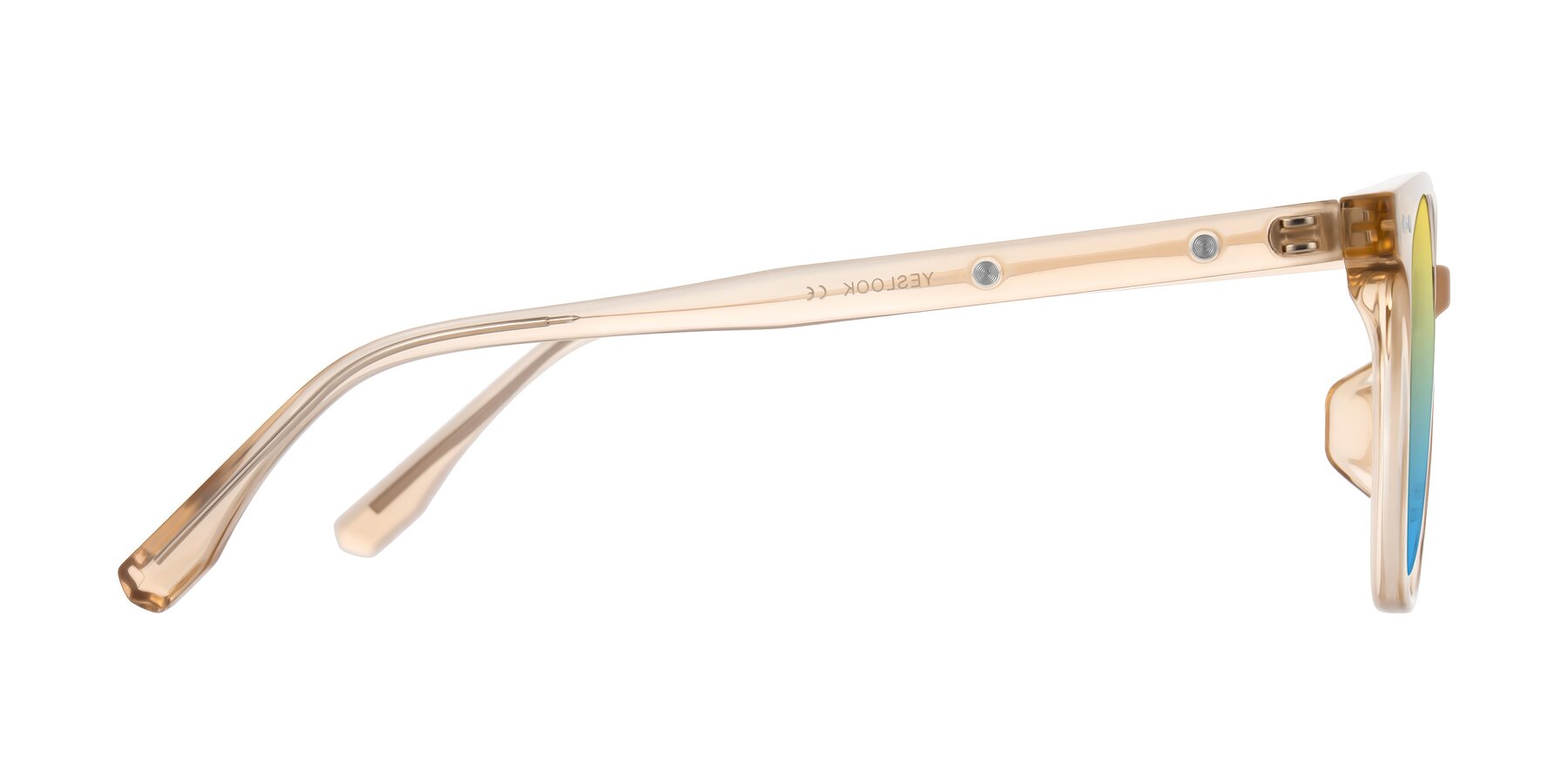 Side of Lozzuri in Transparent Champagne with Yellow / Blue Gradient Lenses