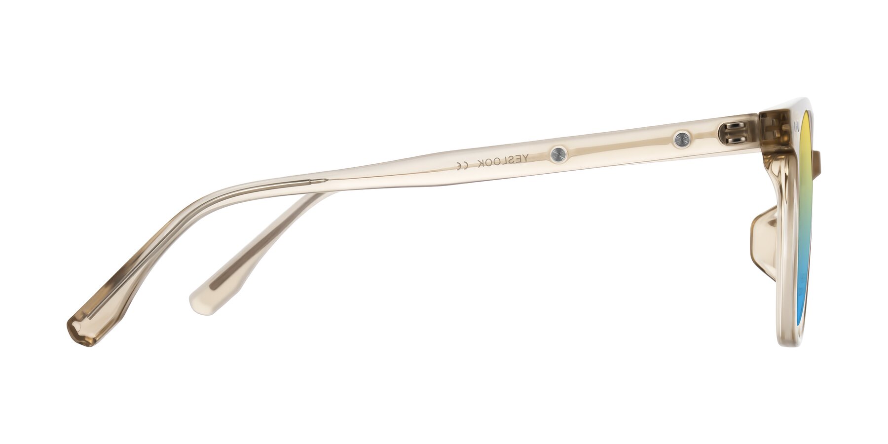 Side of Lozzuri in Transparent Champagne with Yellow / Blue Gradient Lenses