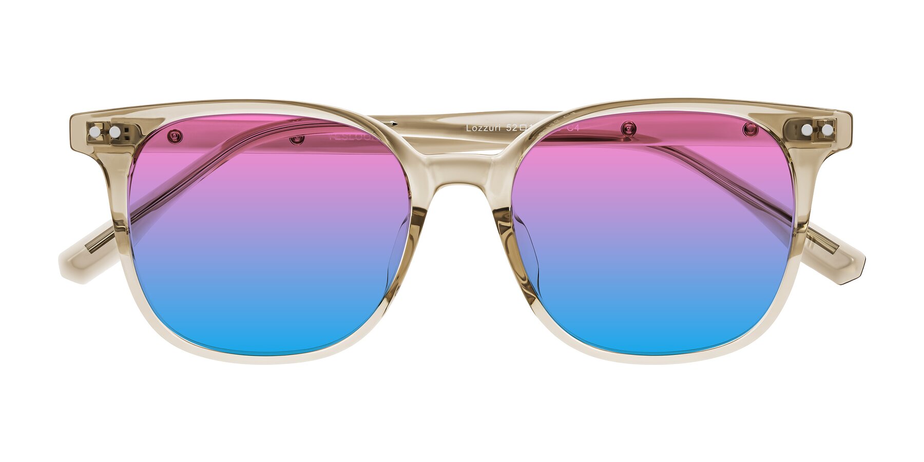 Folded Front of Lozzuri in Transparent Champagne with Pink / Blue Gradient Lenses