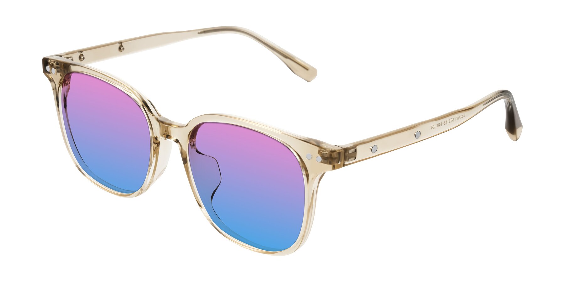 Angle of Lozzuri in Transparent Champagne with Pink / Blue Gradient Lenses