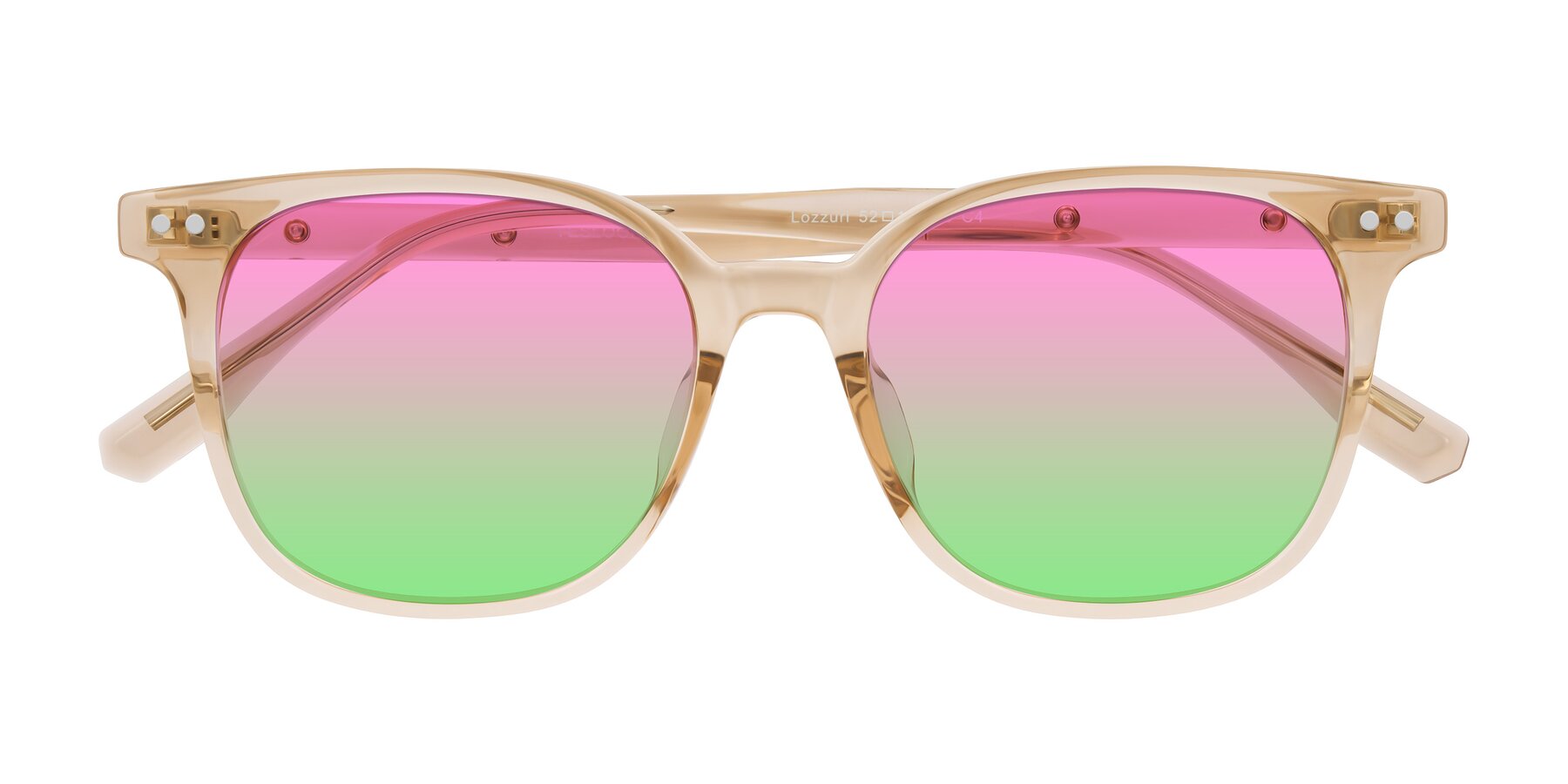 Folded Front of Lozzuri in Transparent Champagne with Pink / Green Gradient Lenses