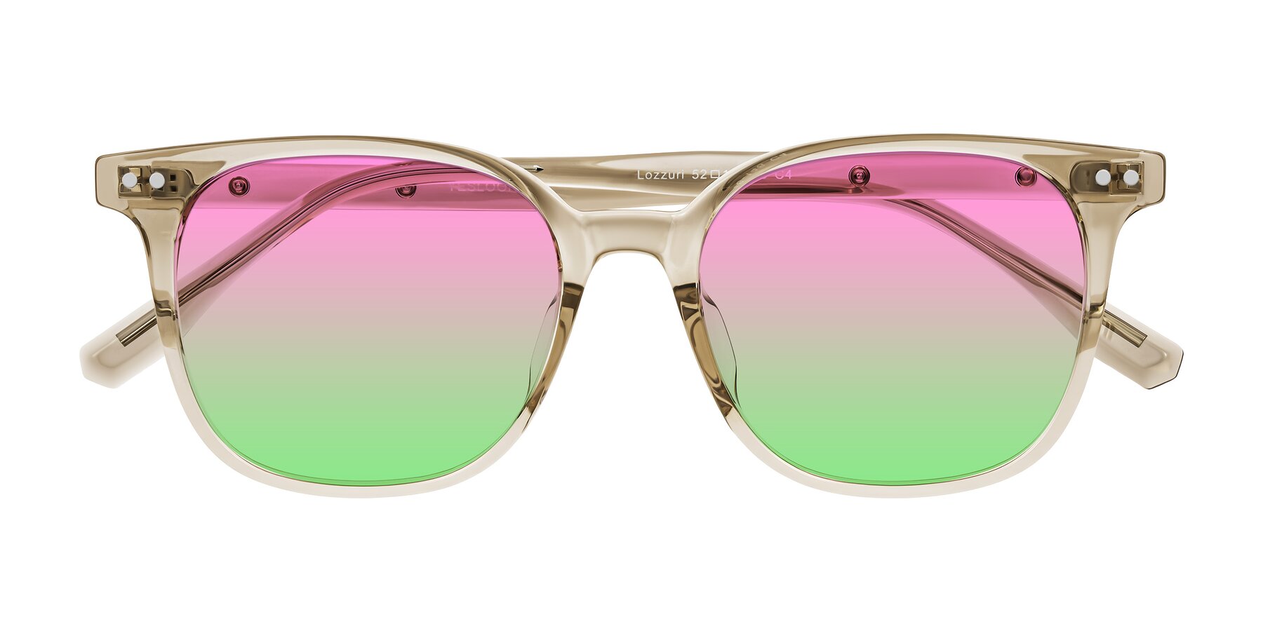 Folded Front of Lozzuri in Transparent Champagne with Pink / Green Gradient Lenses
