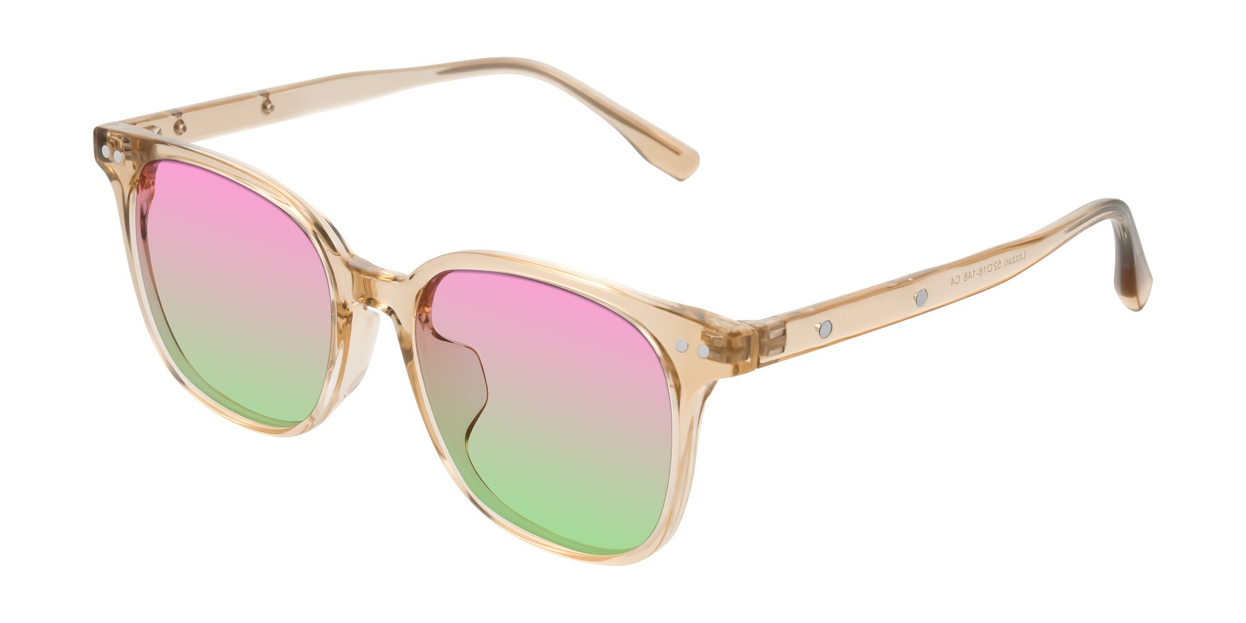 Angle of Lozzuri in Transparent Champagne with Pink / Green Gradient Lenses
