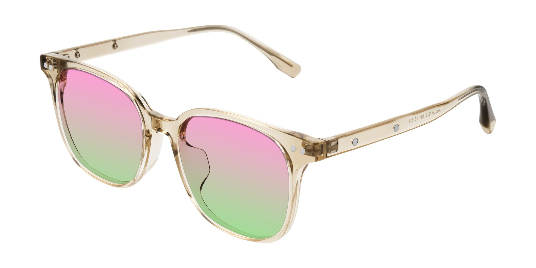 Angle of Lozzuri in Transparent Champagne with Pink / Green Gradient Lenses