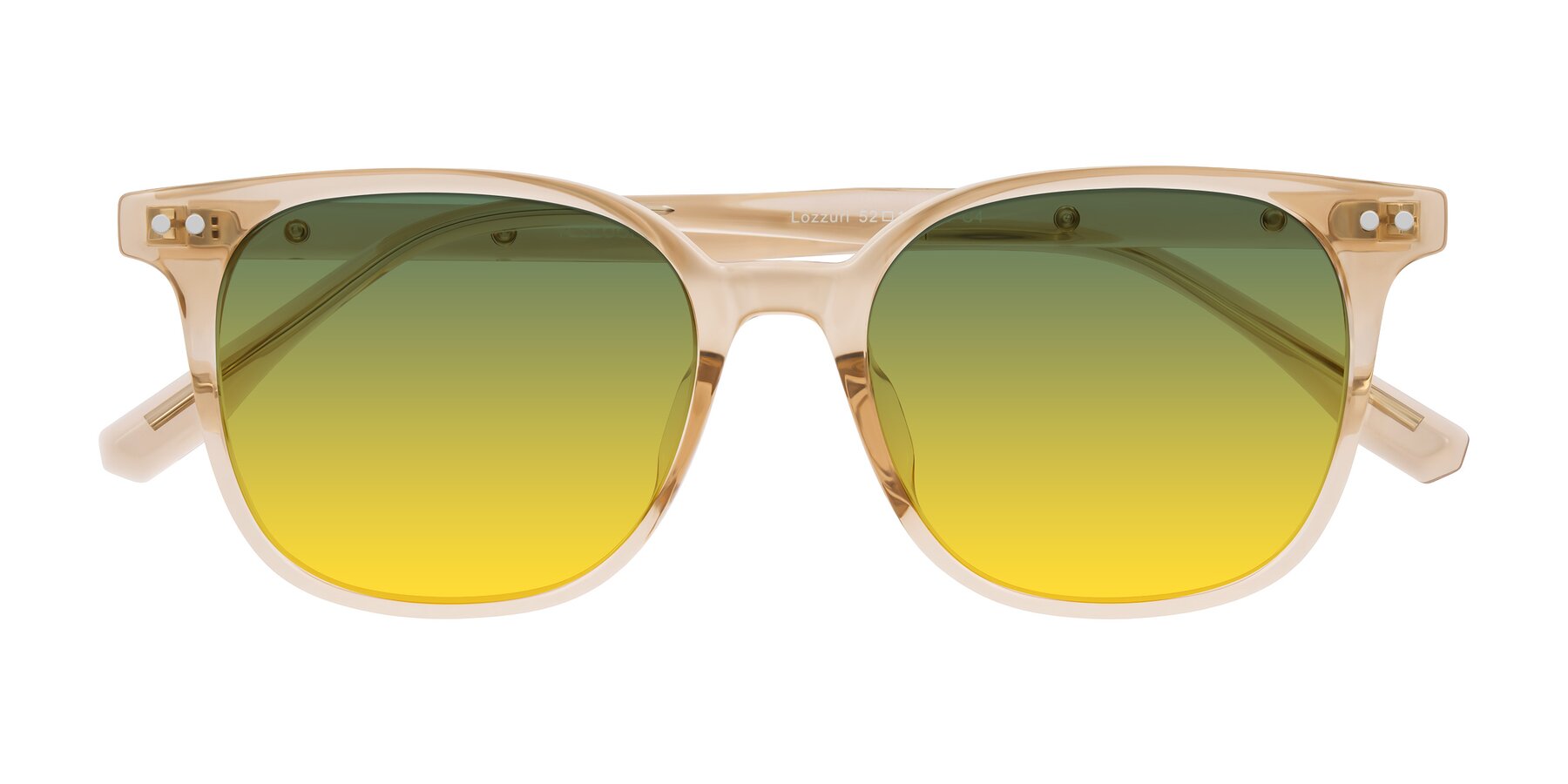 Folded Front of Lozzuri in Transparent Champagne with Green / Yellow Gradient Lenses