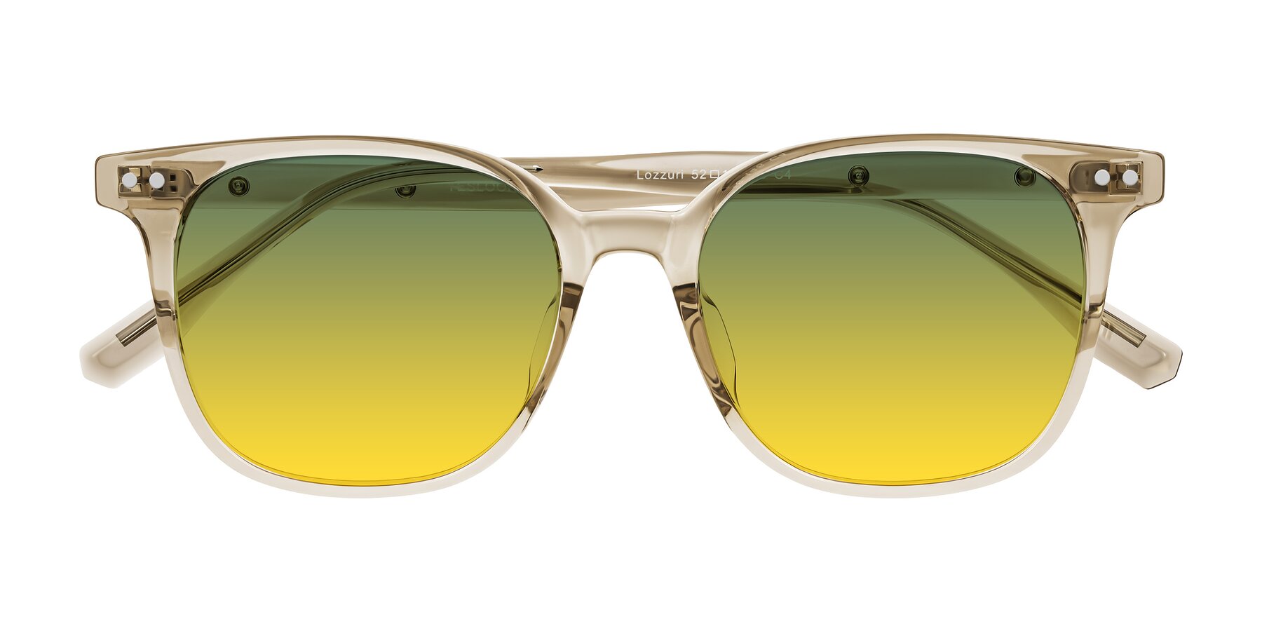 Folded Front of Lozzuri in Transparent Champagne with Green / Yellow Gradient Lenses