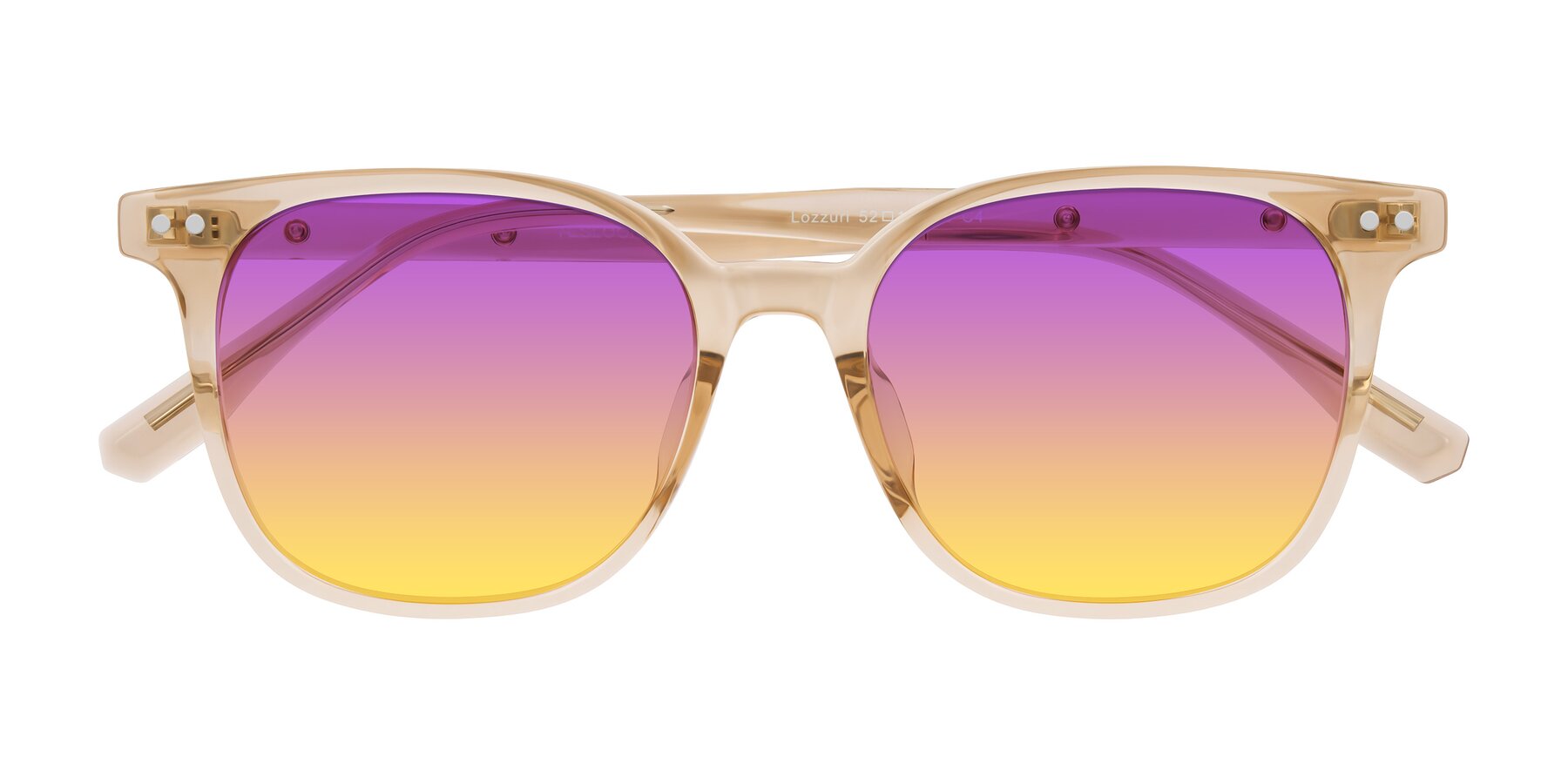 Folded Front of Lozzuri in Transparent Champagne with Purple / Yellow Gradient Lenses