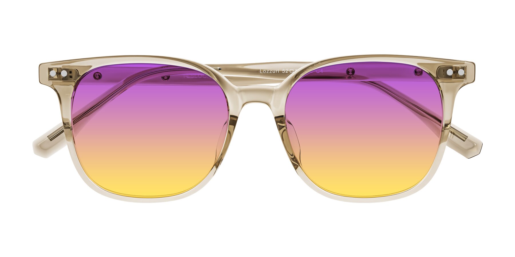 Folded Front of Lozzuri in Transparent Champagne with Purple / Yellow Gradient Lenses