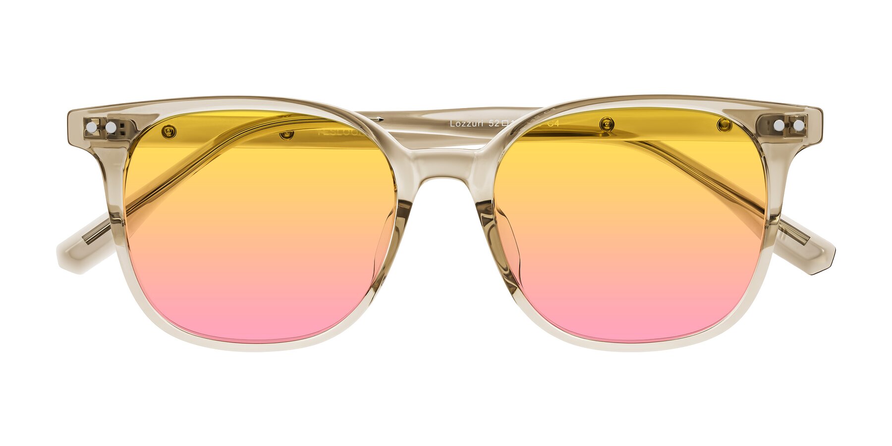 Folded Front of Lozzuri in Transparent Champagne with Yellow / Pink Gradient Lenses