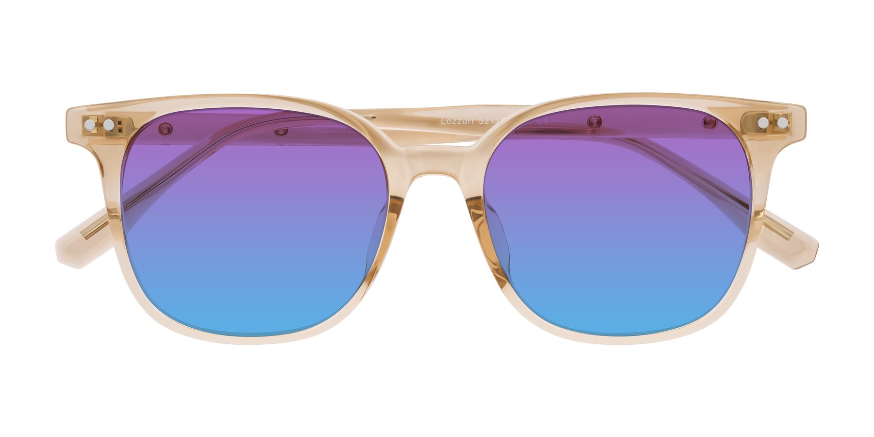Folded Front of Lozzuri in Transparent Champagne with Purple / Blue Gradient Lenses