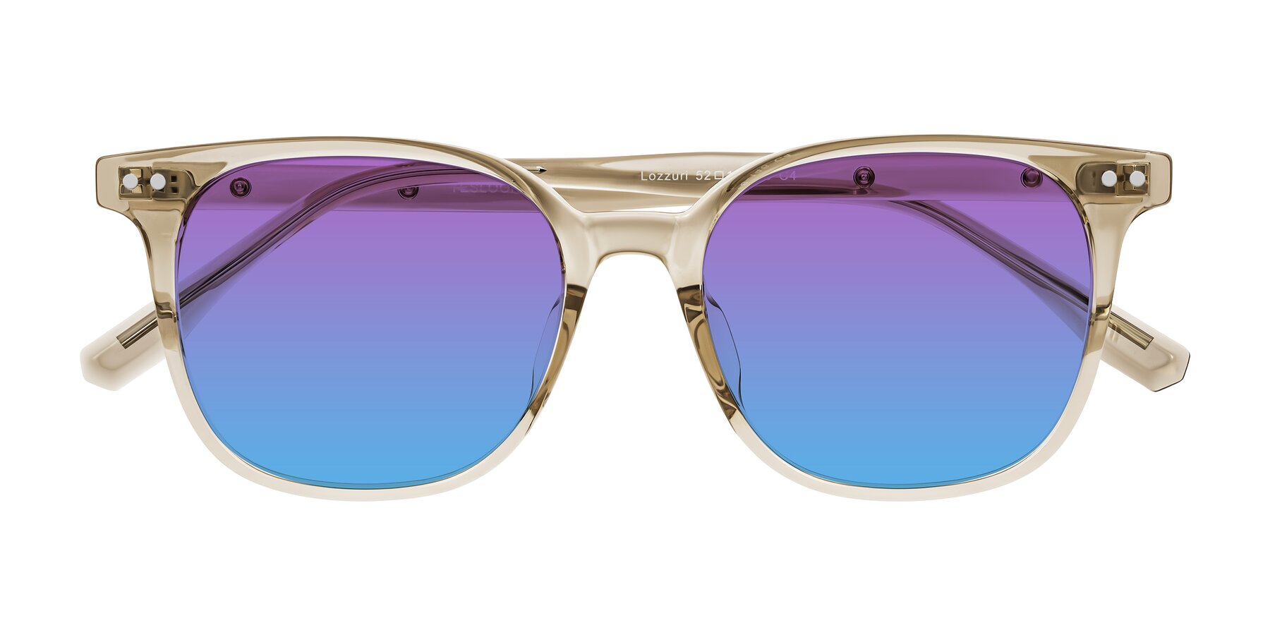 Folded Front of Lozzuri in Transparent Champagne with Purple / Blue Gradient Lenses