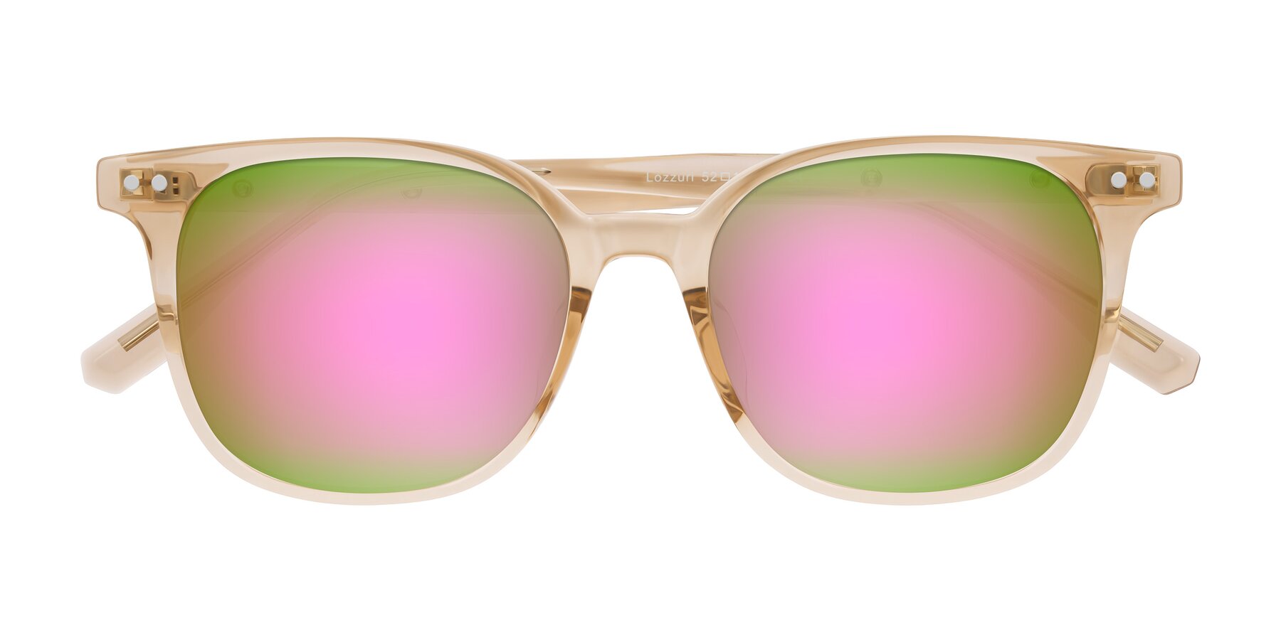 Folded Front of Lozzuri in Transparent Champagne with Pink Mirrored Lenses