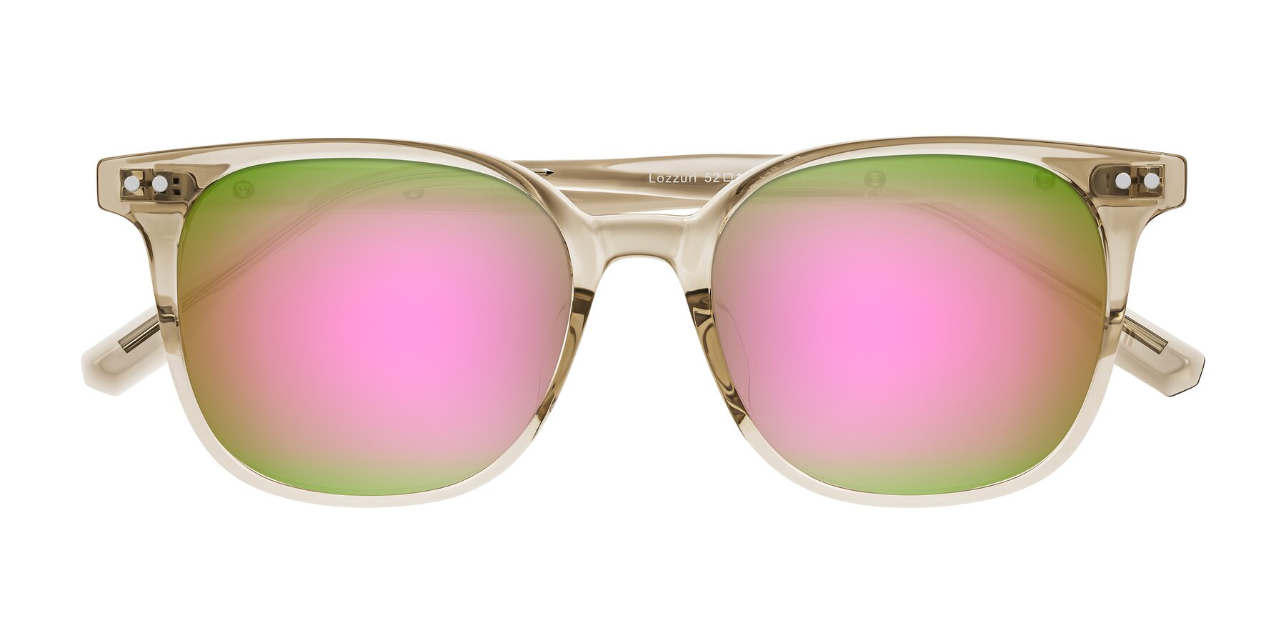 Folded Front of Lozzuri in Transparent Champagne with Pink Mirrored Lenses