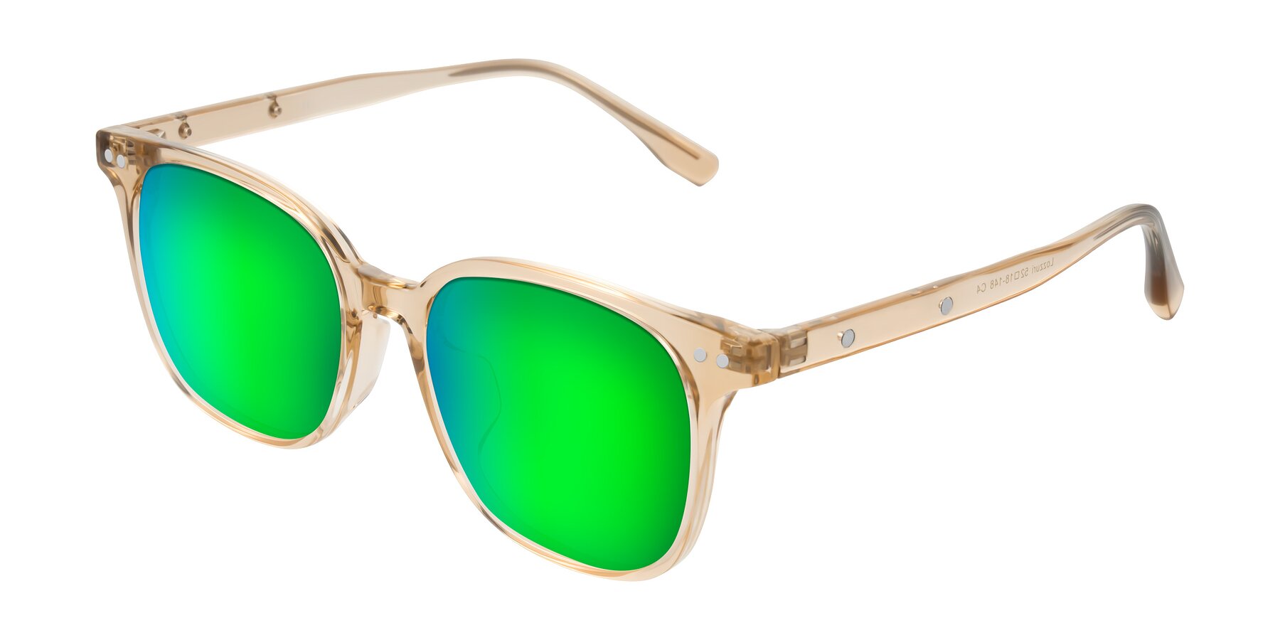 Angle of Lozzuri in Transparent Champagne with Green Mirrored Lenses