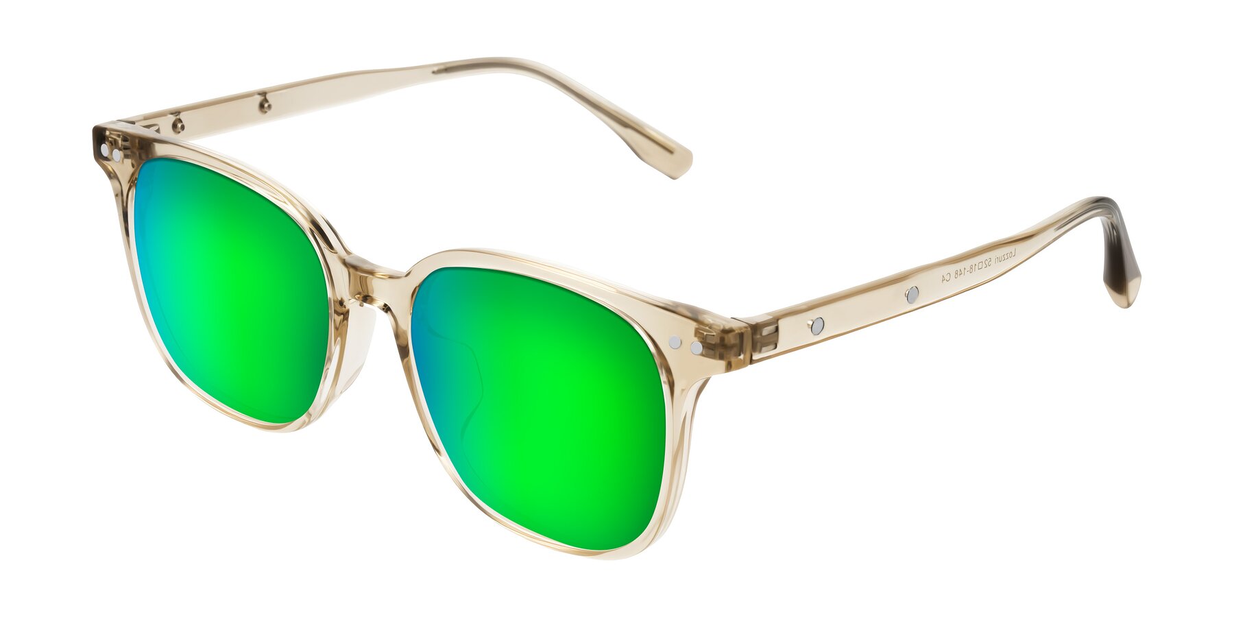 Angle of Lozzuri in Transparent Champagne with Green Mirrored Lenses