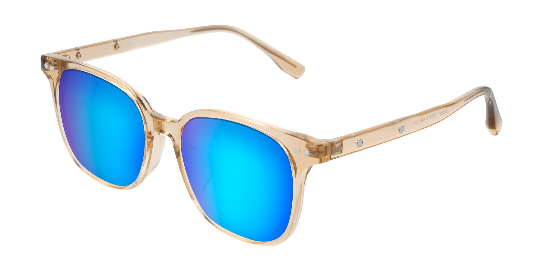 Angle of Lozzuri in Transparent Champagne with Blue Mirrored Lenses
