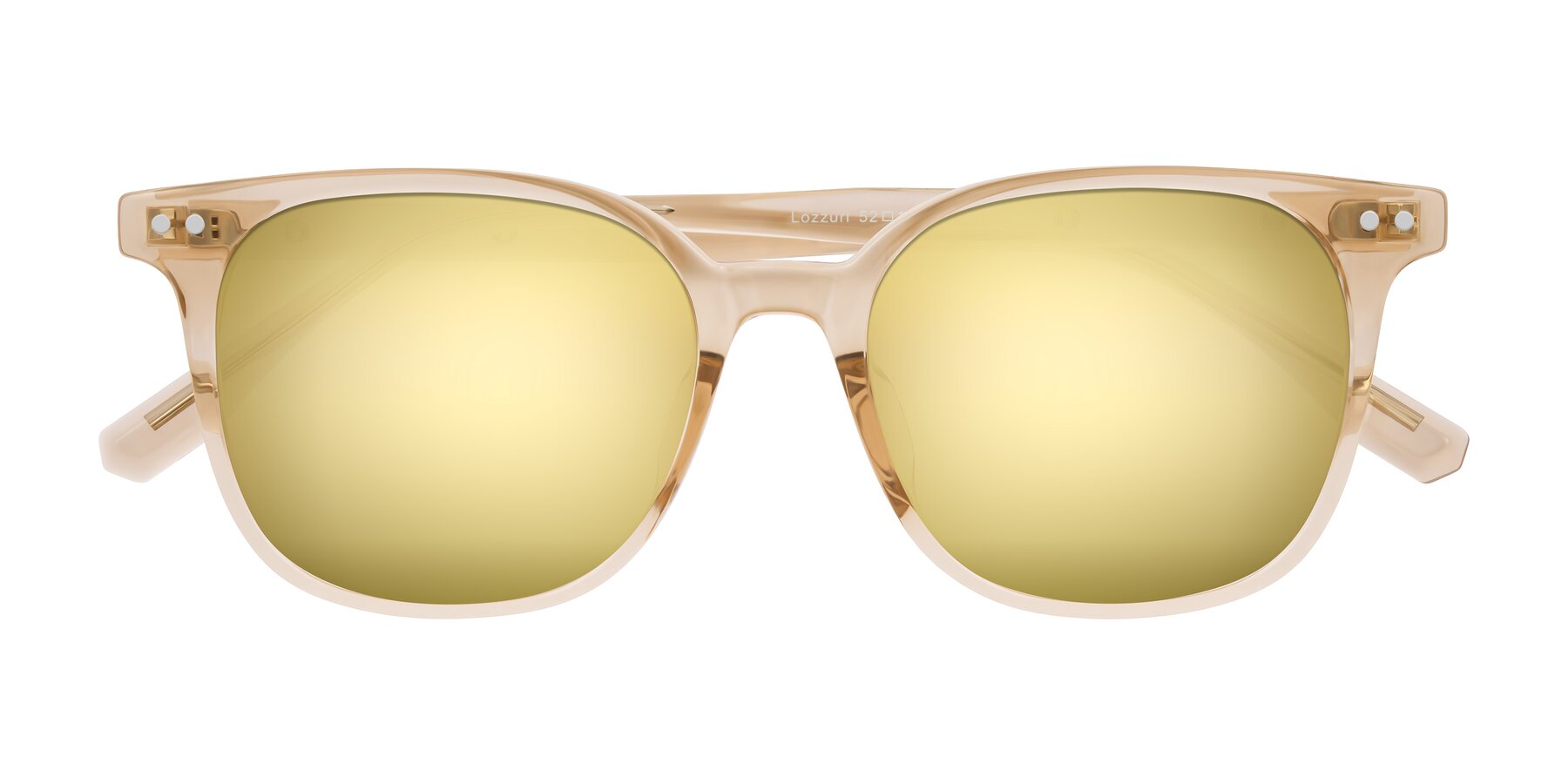 Folded Front of Lozzuri in Transparent Champagne with Gold Mirrored Lenses