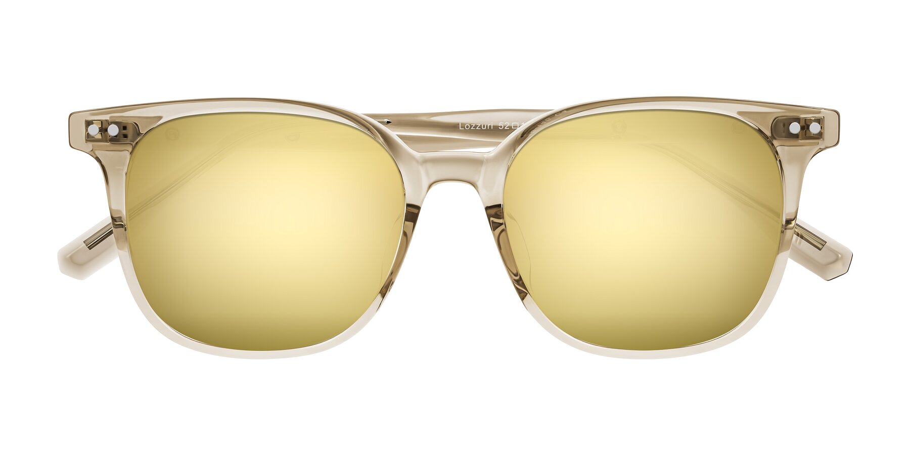 Folded Front of Lozzuri in Transparent Champagne with Gold Mirrored Lenses