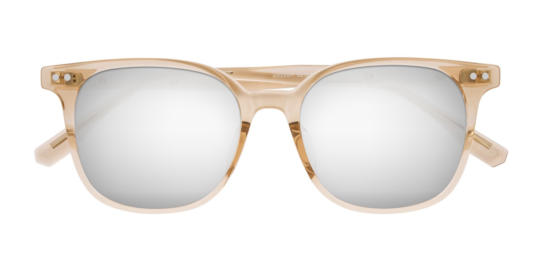 Folded Front of Lozzuri in Transparent Champagne with Silver Mirrored Lenses