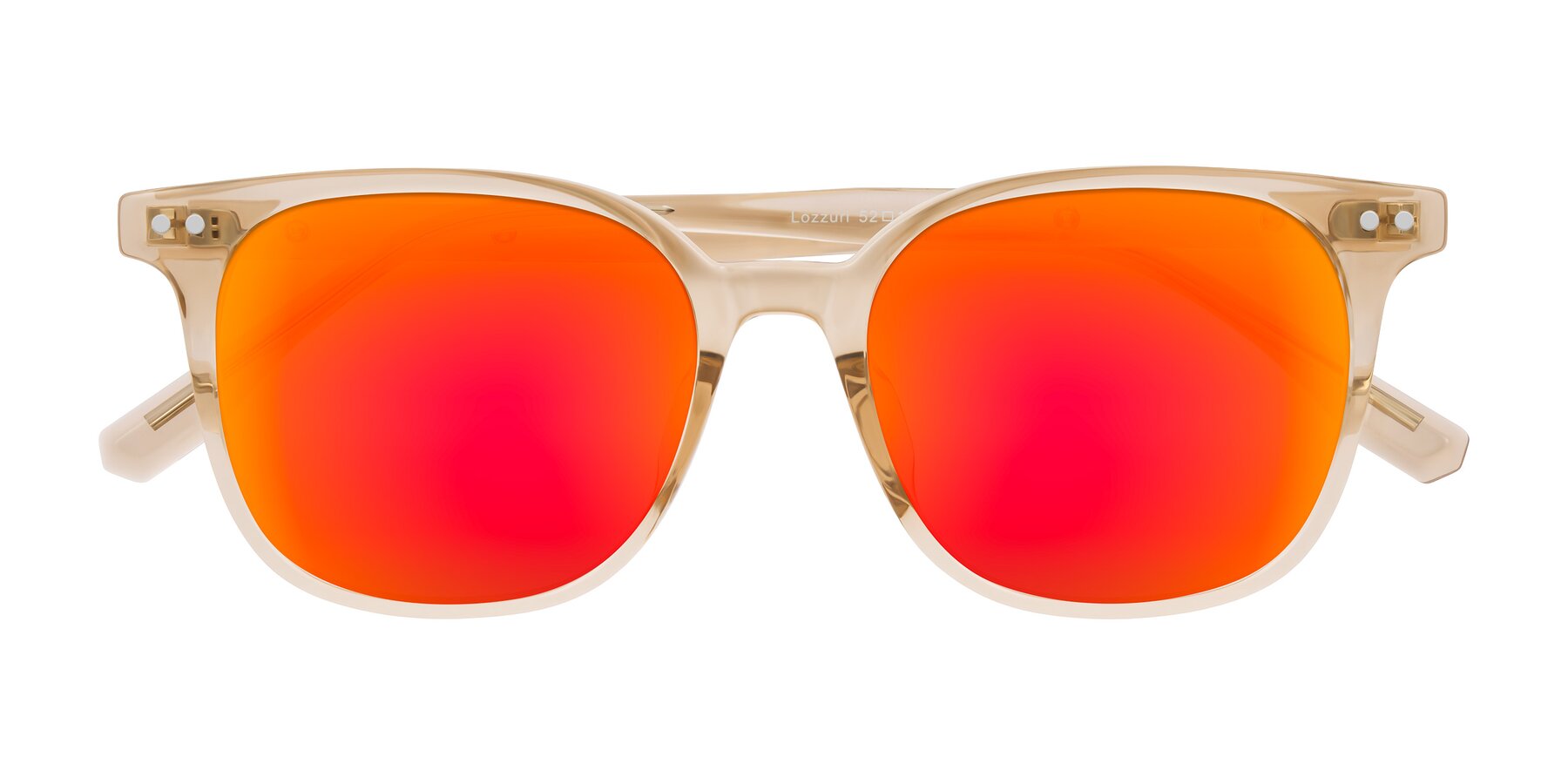 Folded Front of Lozzuri in Transparent Champagne with Red Gold Mirrored Lenses
