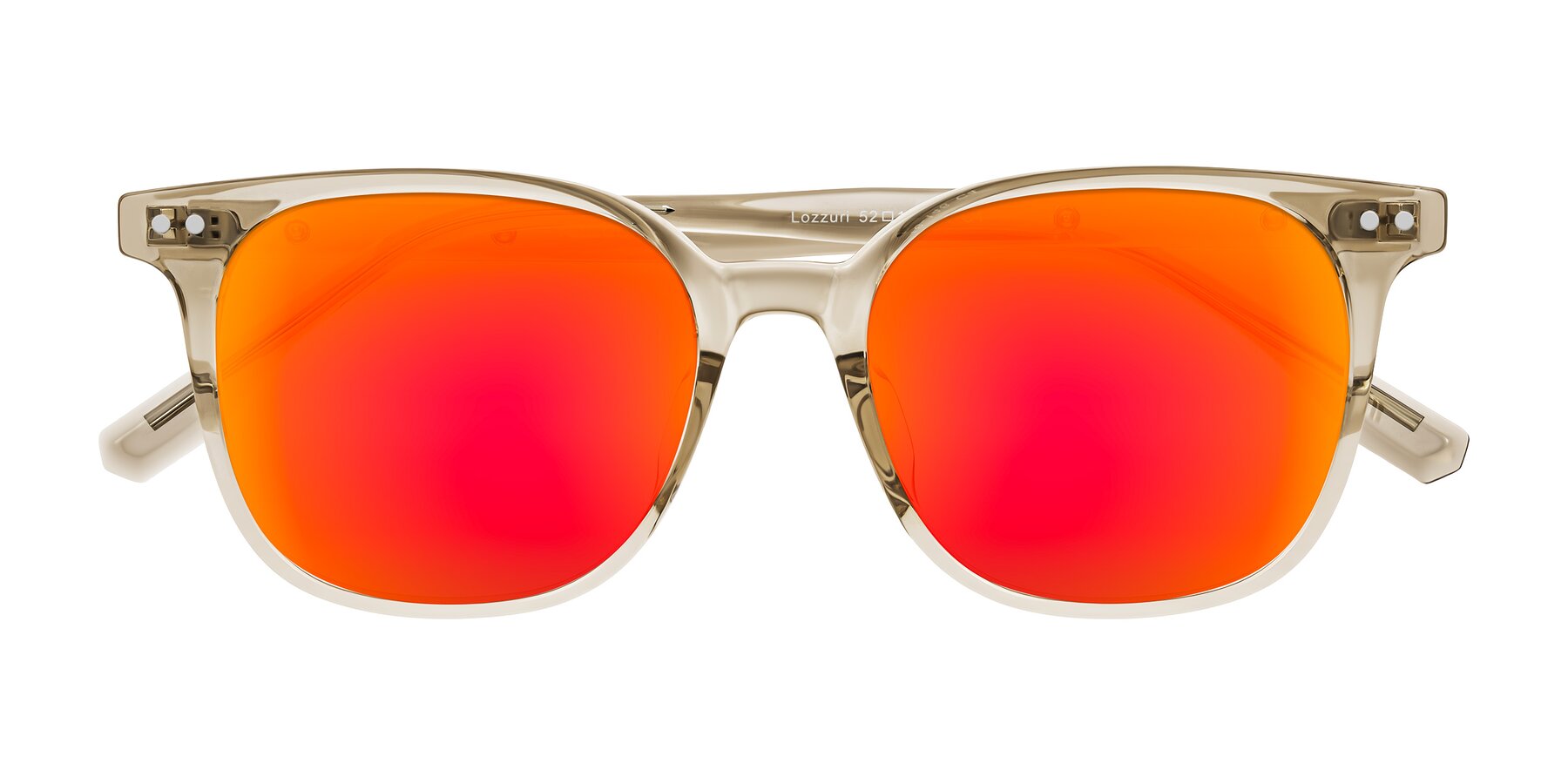 Folded Front of Lozzuri in Transparent Champagne with Red Gold Mirrored Lenses