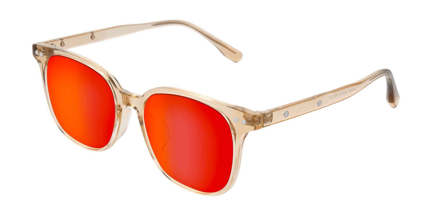 Angle of Lozzuri in Transparent Champagne with Red Gold Mirrored Lenses
